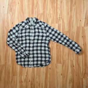 Men's Black and White Plaid Shirt